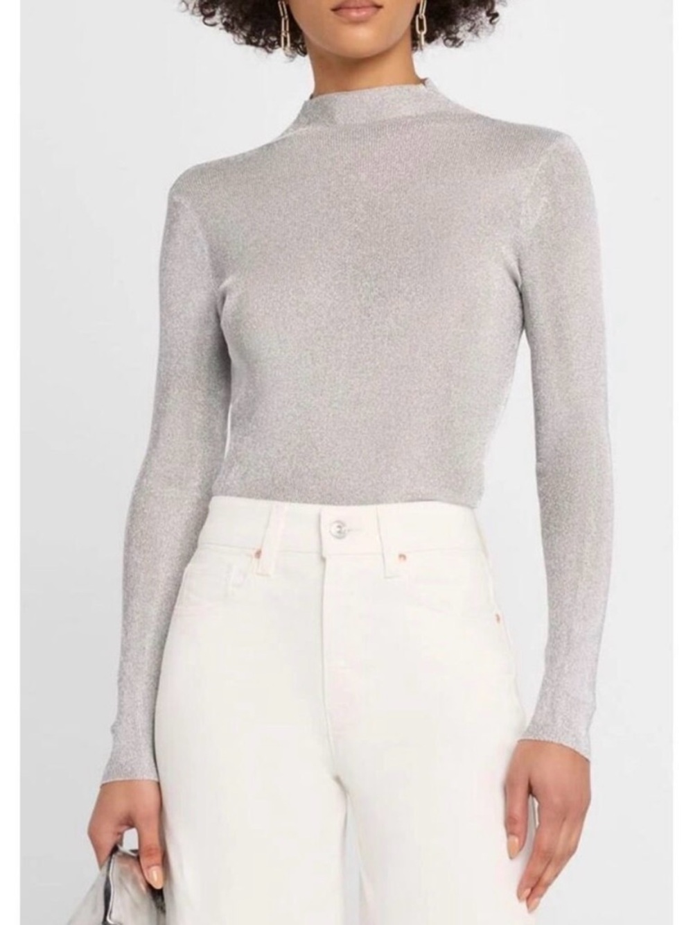 Reformation Silver Metallic Turtleneck Sweater